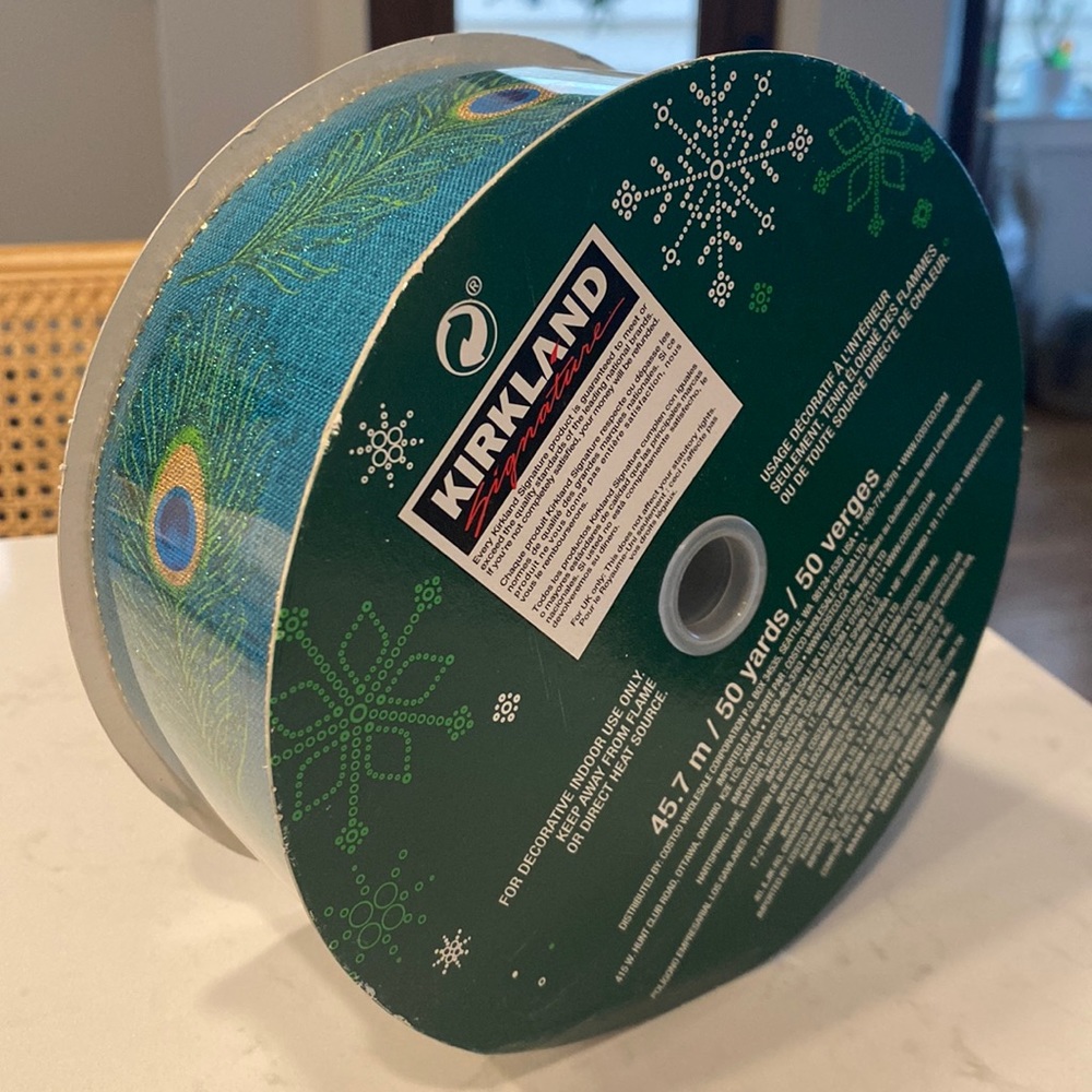 50 yards wire-edged peacock ribbon